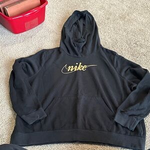 Nike Women's Black Hoodie with Gold Logo